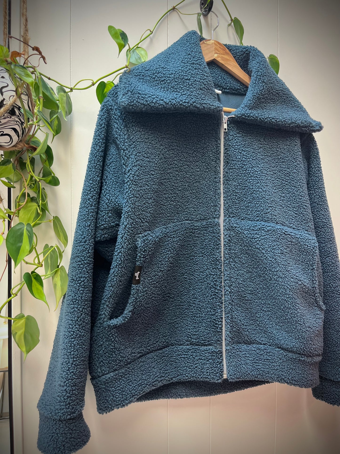 Teddy Bomber Jacket | Blue Smoke