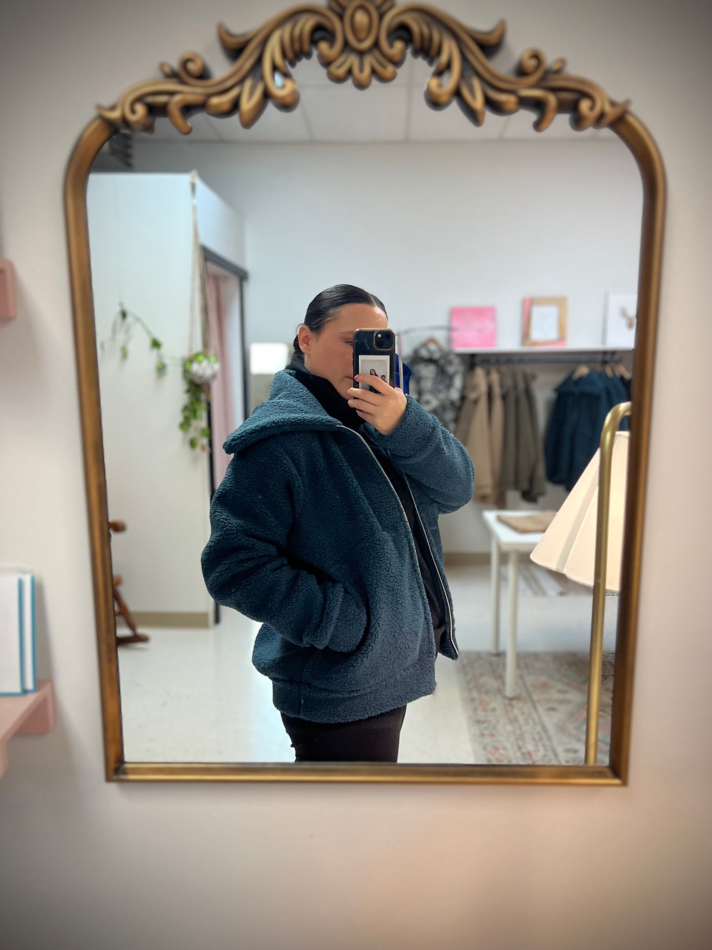 Teddy Bomber Jacket | Blue Smoke