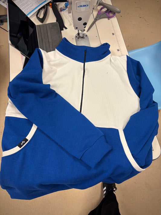 The Bridget 1/2 Zip | Fatima Blue&White