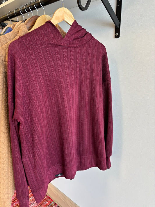 Cable Knit Hoodie ~ Wine