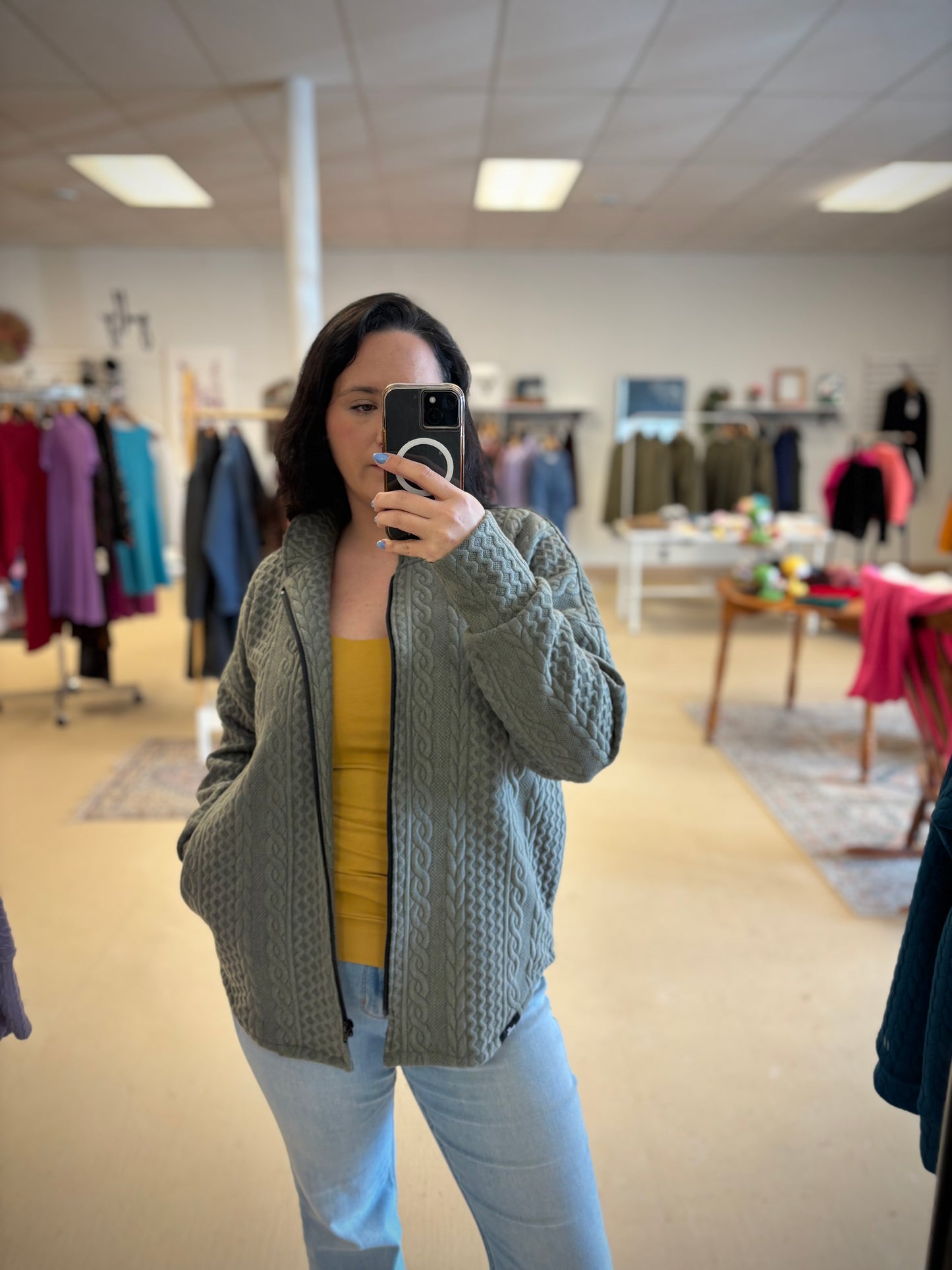 Cable Knit Bomber Jacket