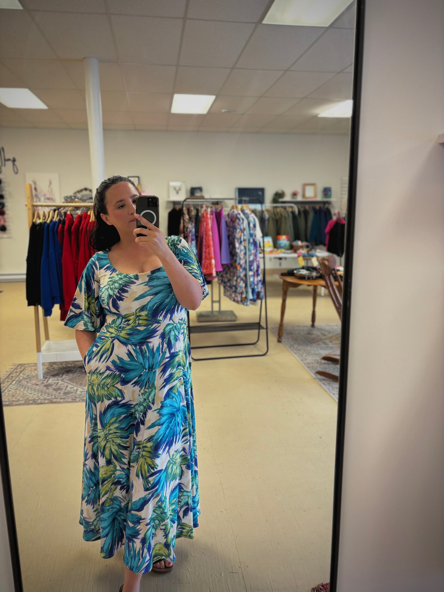 Flutter Sleeve Tea Length Dress