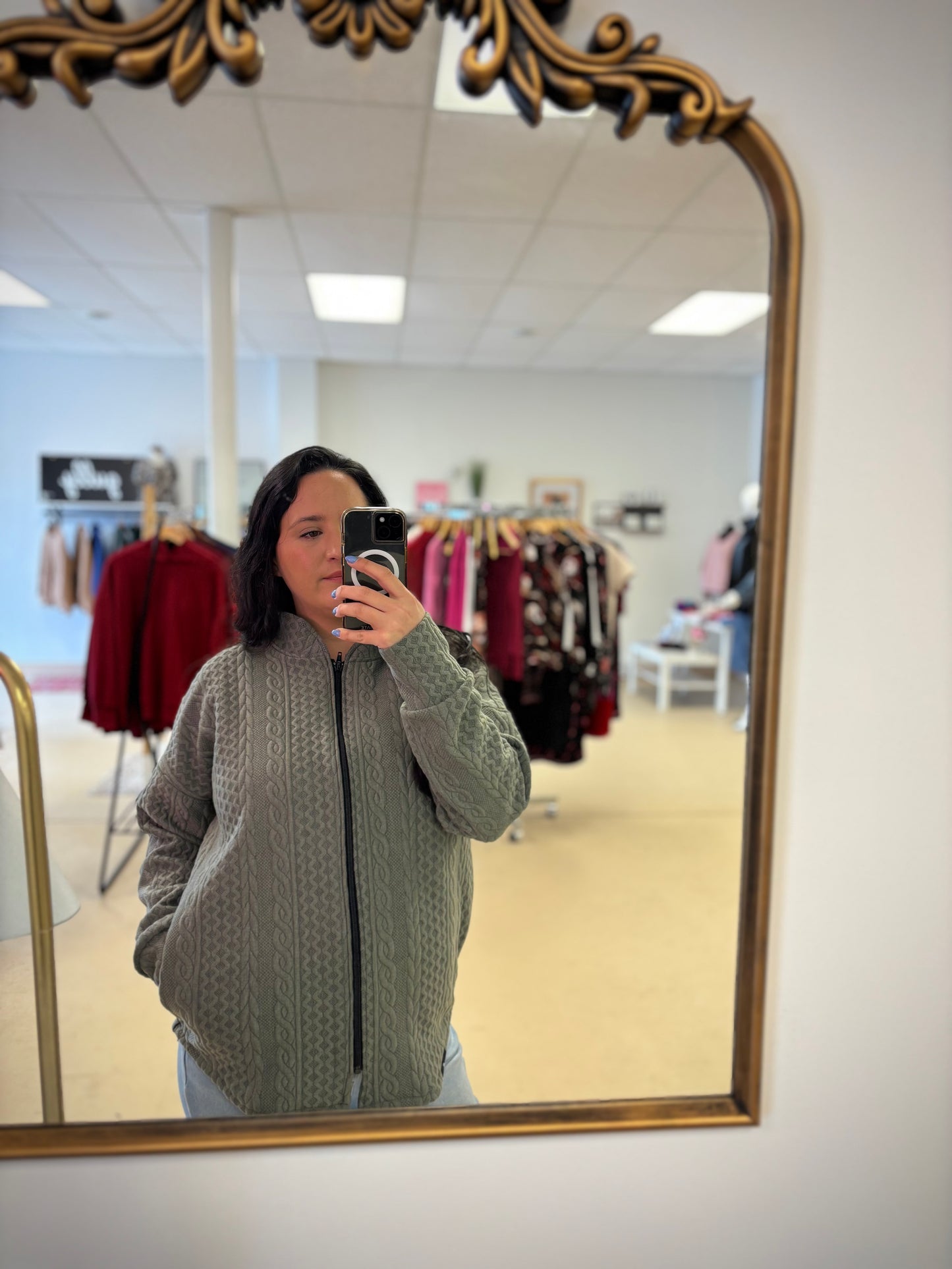 Cable Knit Bomber Jacket