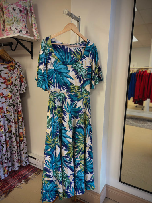 Flutter Sleeve Tea Length Dress