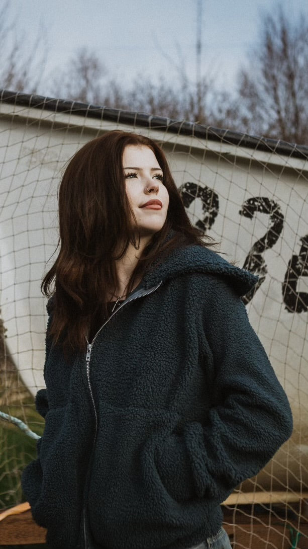Teddy Bomber Jacket | Blue Smoke
