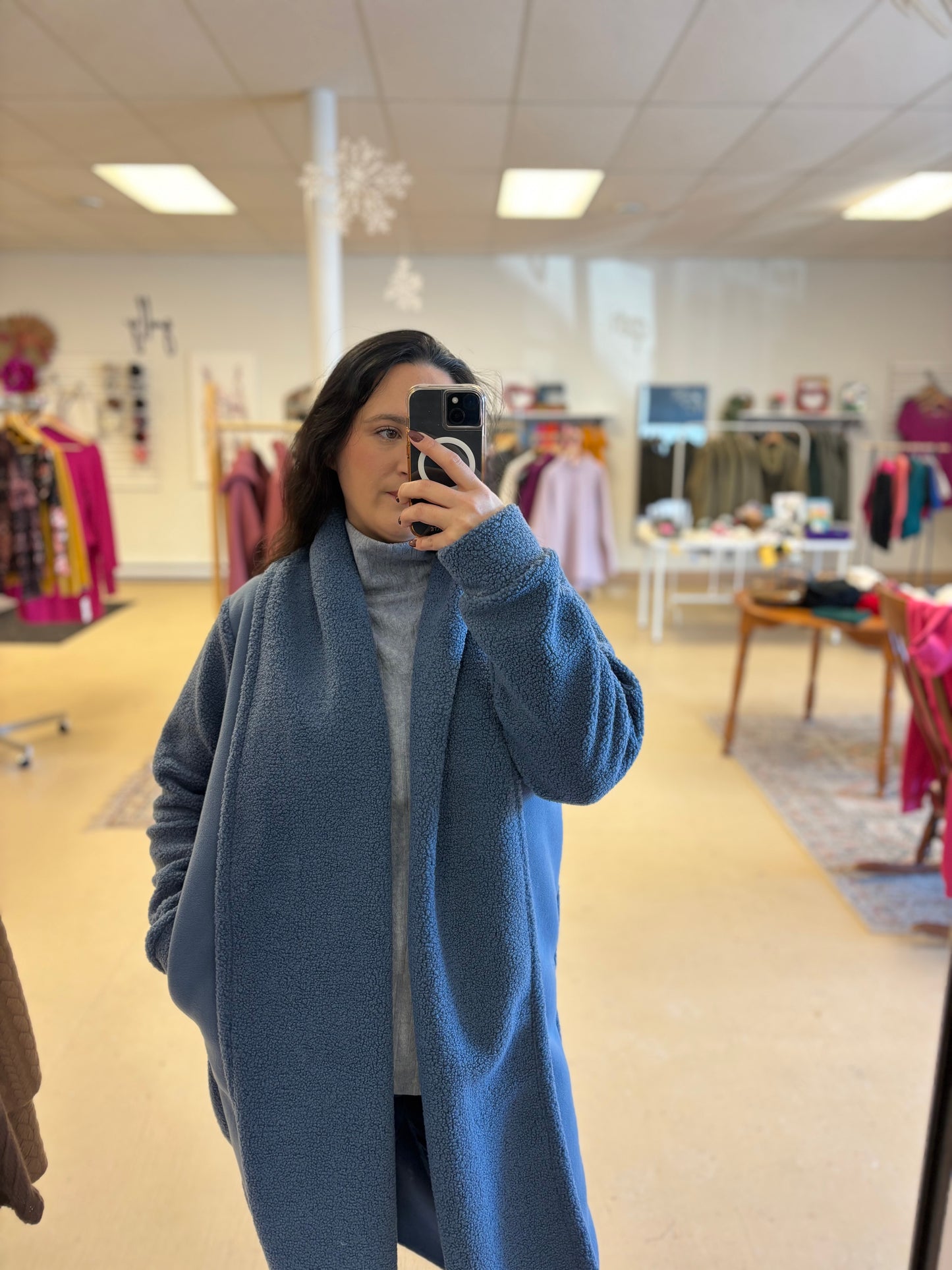 Denim Blue Teddy Overcoat