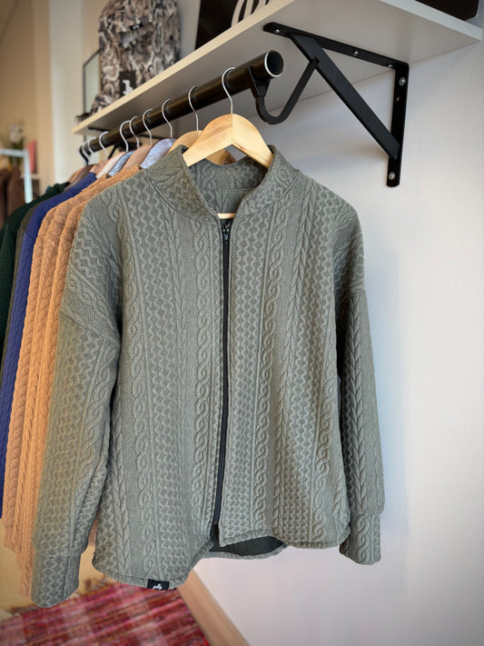 Cable Knit Bomber Jacket