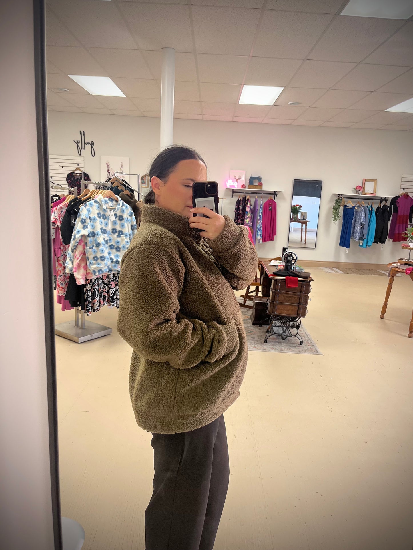 Teddy Bomber Jacket | Olive