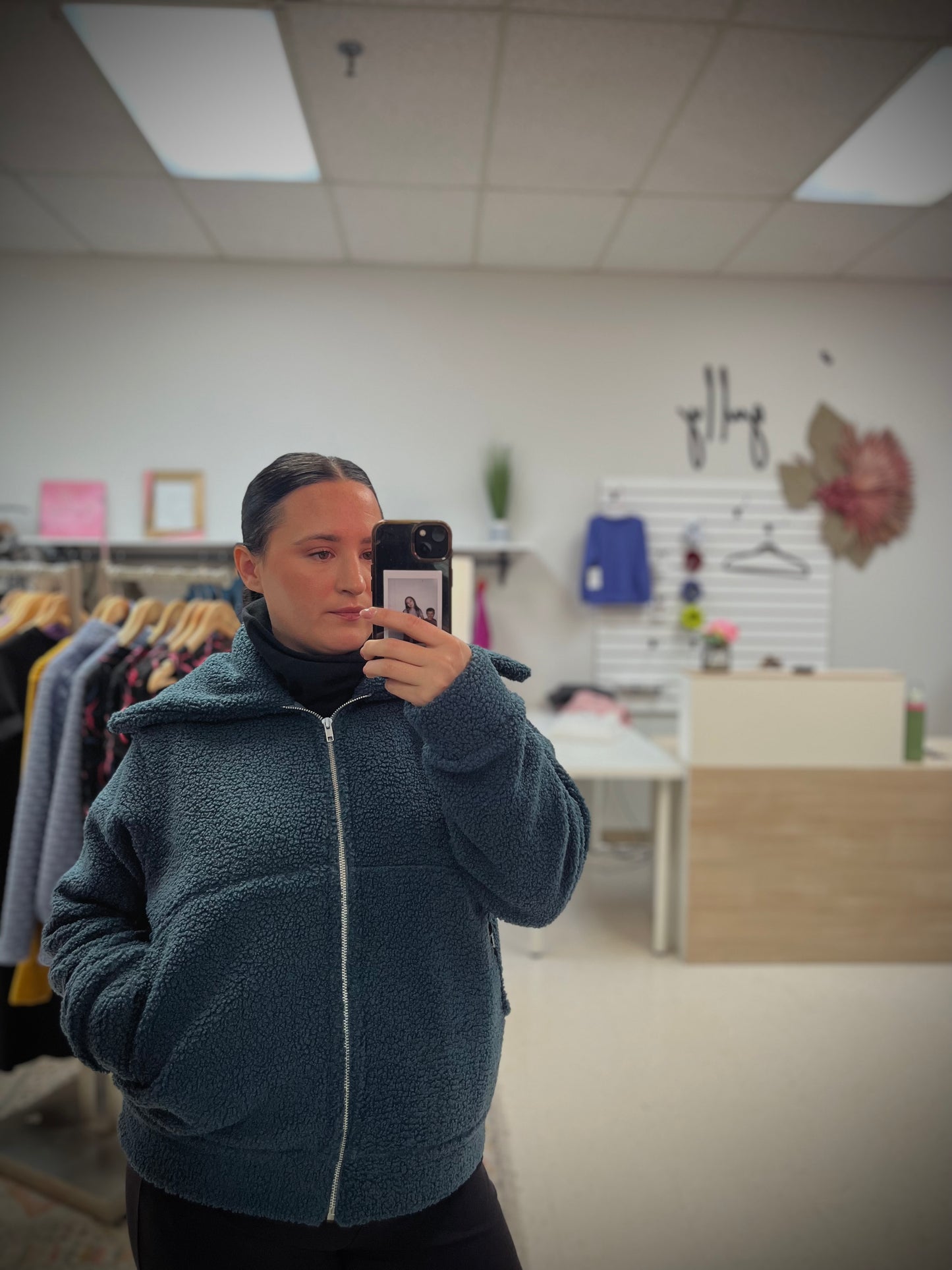 Teddy Bomber Jacket | Blue Smoke
