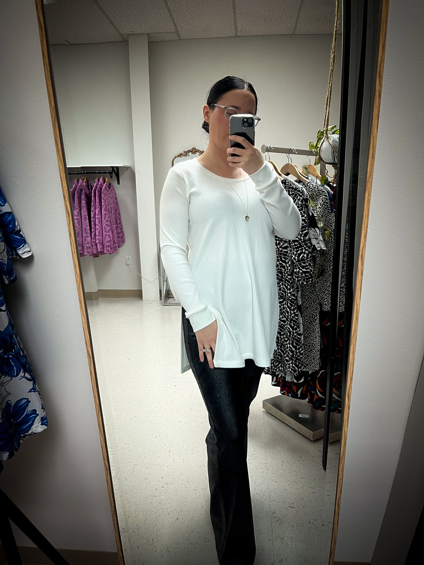Split Hem Ribbed Top