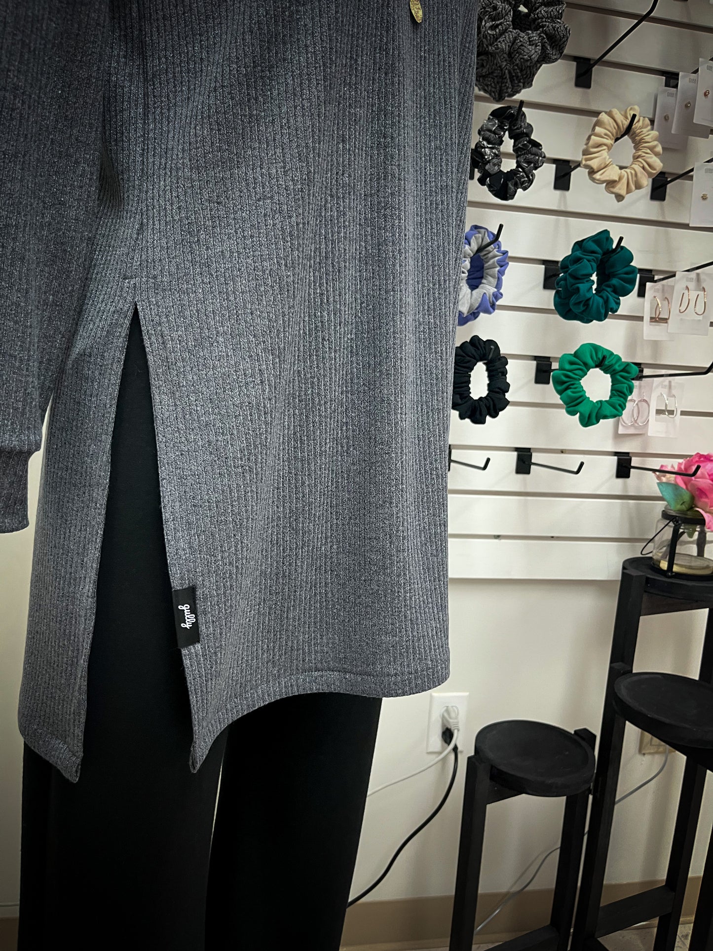 Split Hem Ribbed Top