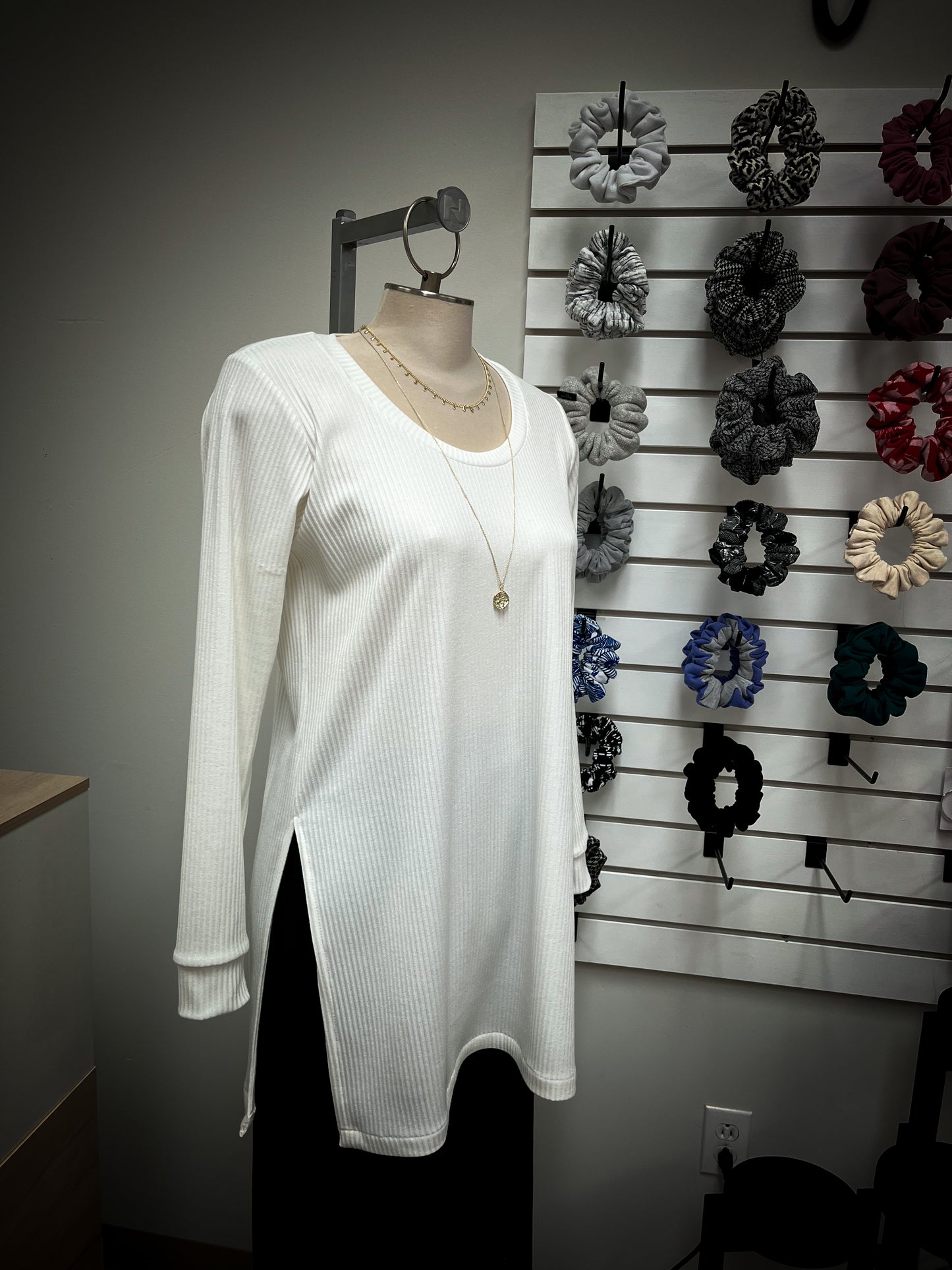Split Hem Ribbed Top