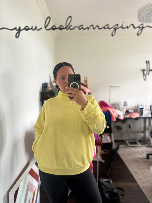 Mock Neck Crew With Pockets