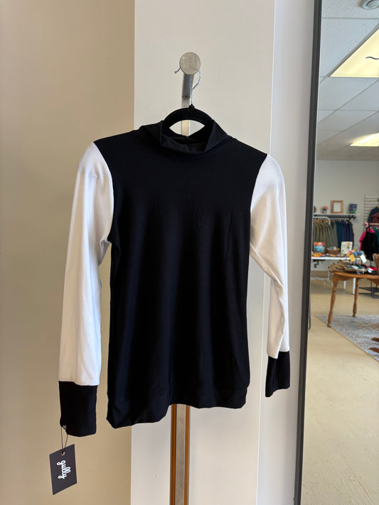 B&W Mock Neck Bridget Top