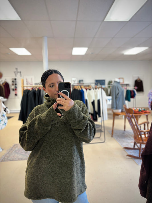 Khaki Green Teddy Pullover