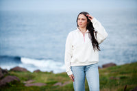 The Bridget 1/4 Zip | Cream/pink