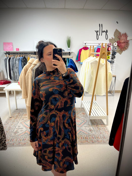 Mock Neck Fit & Flare