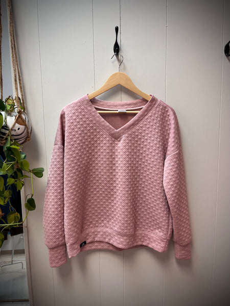 V Neck Sweater | Pink Diamond Knit